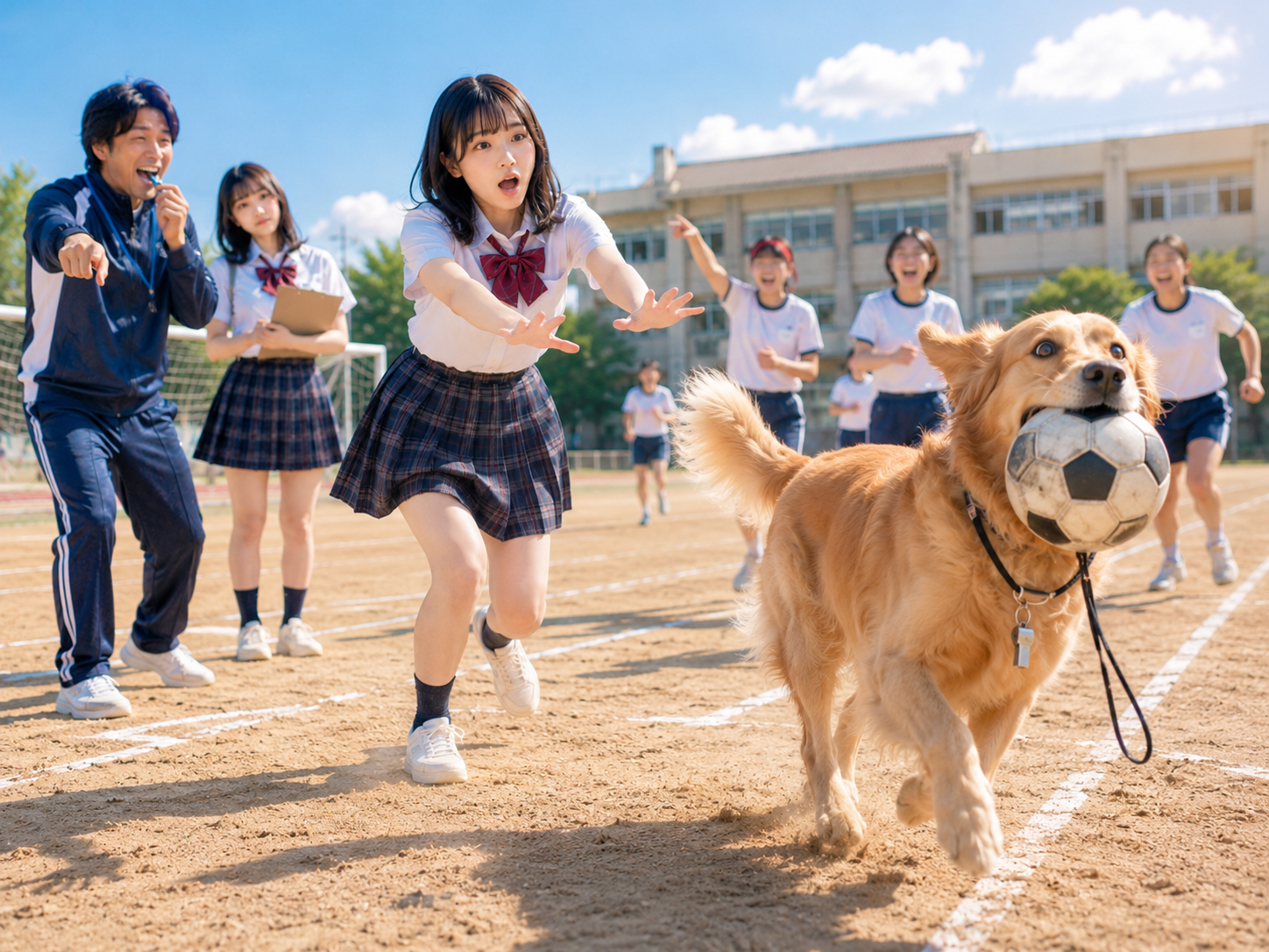 サッカーボールを盗む審判犬